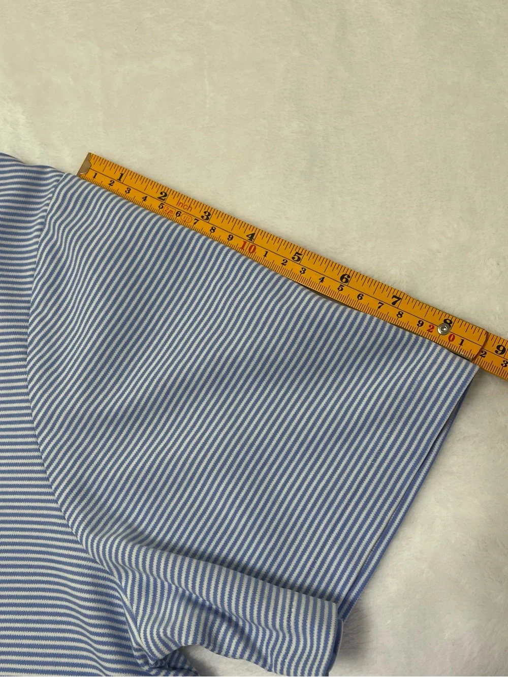 Ralph Lauren Men’s Large Light Blue & White Striped Polo Navy Pony *Flawed*